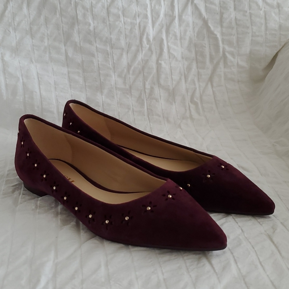 Coach Oxblood Suede ballet flats pointed toe